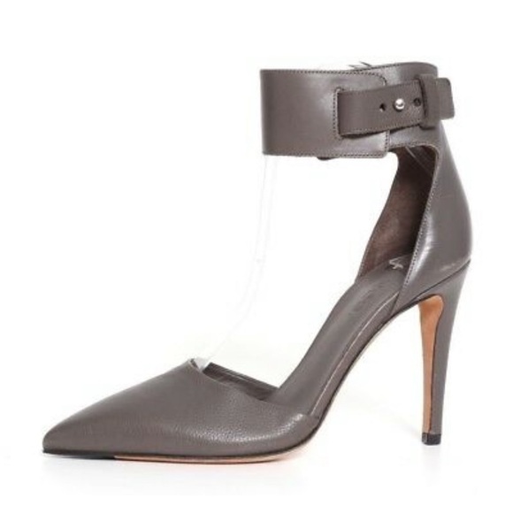 Vince Ada Ankle-Strap Leather Gray Pump Women's Size 6 - Picture 1 of 5